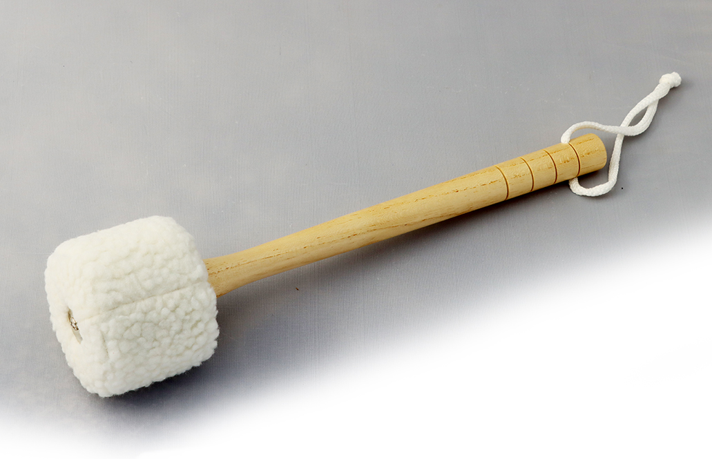 Gongschlägel mit Fellbezug (Kunstfell) f. Gong 40-60 cm