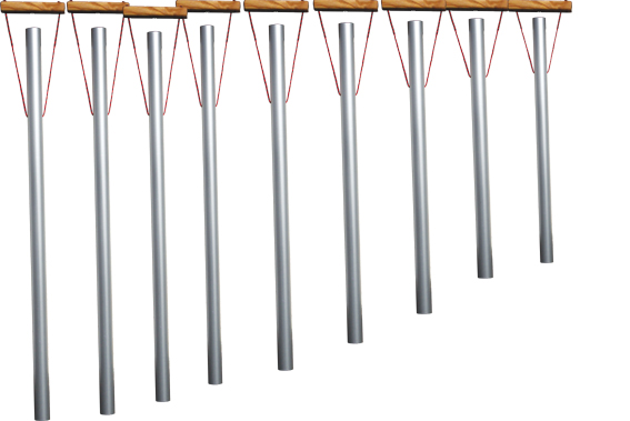 Klangröhren einzeln mit Haltegriff , 8 Töne diatonisch c-c'