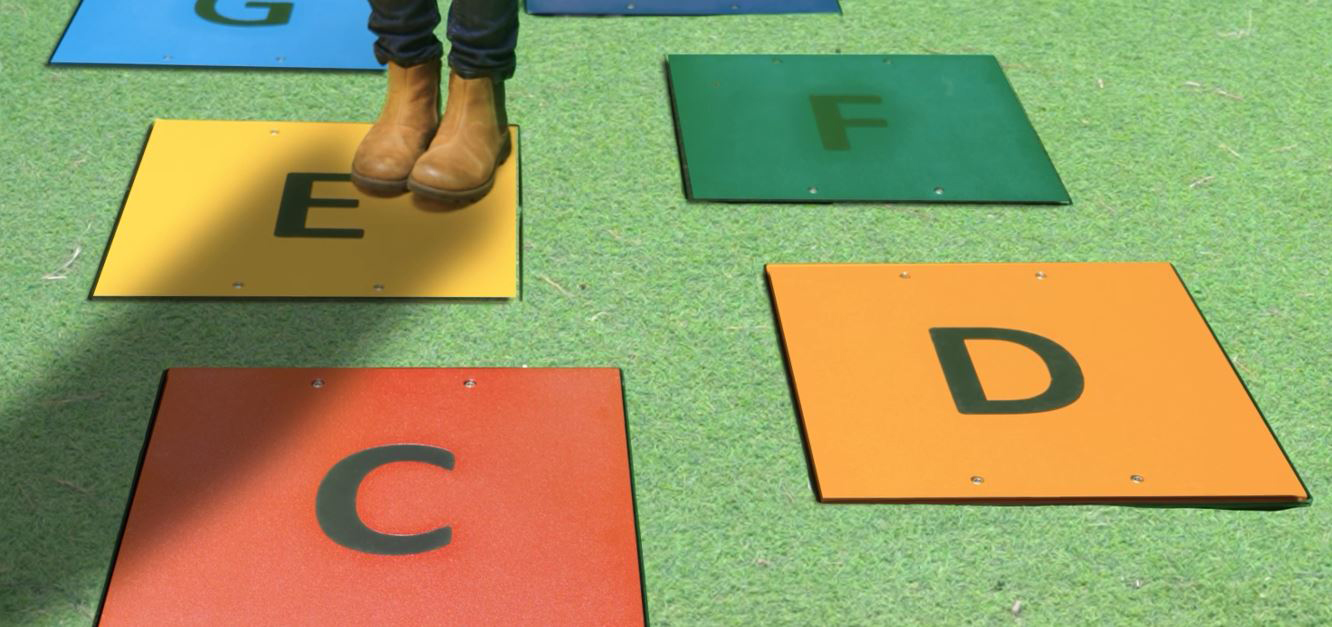 Steppi Klangplatten, Outdoor-Bodenplatte im Dreiklang, zum Einbetonieren