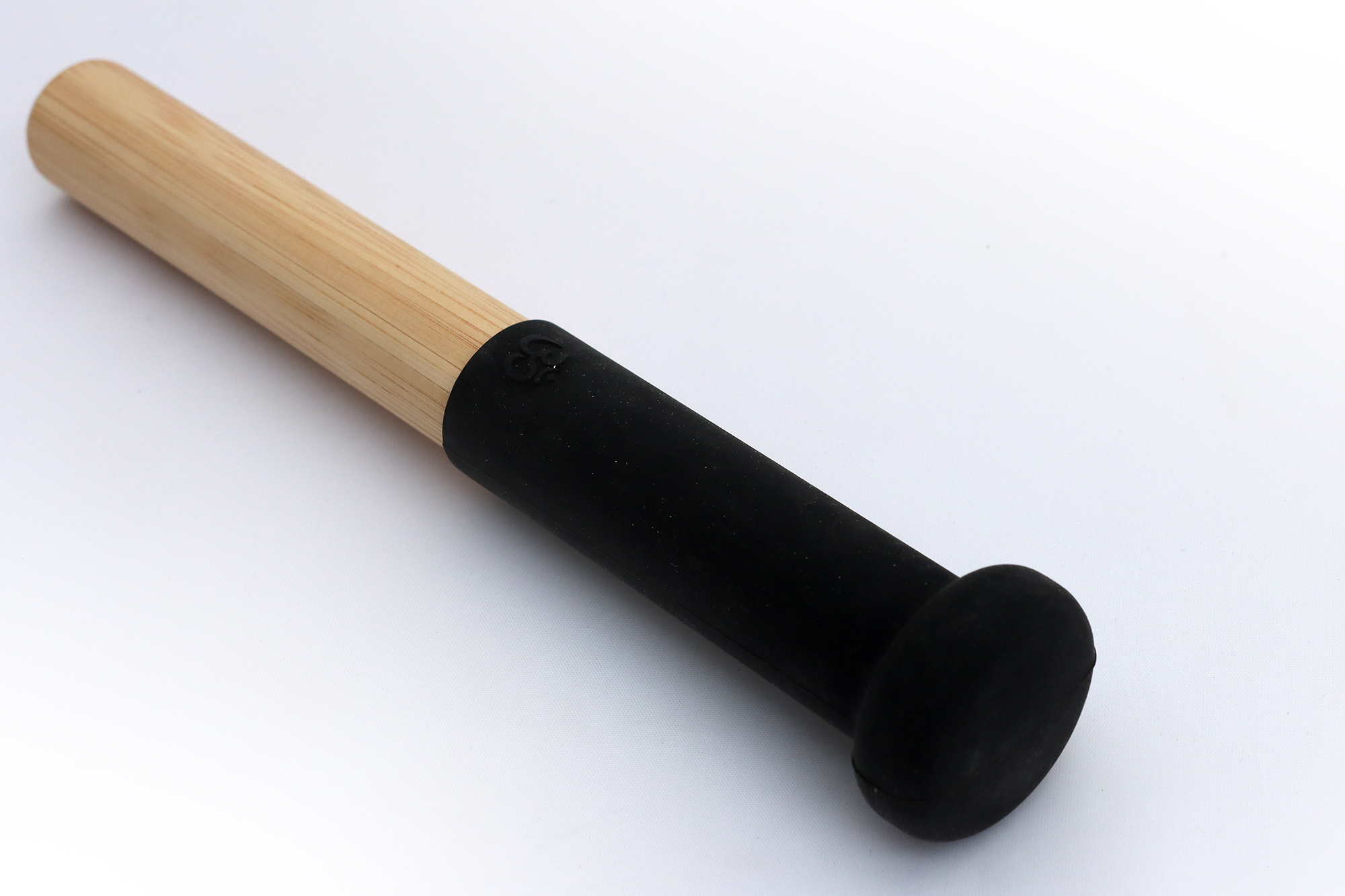 Kristall-Klangschalen-Klöppel LARGE, Holz mit Silikonkopf, schwarz, Ø 4 cm, Holzstil Ø 2,5 x 23 cm-