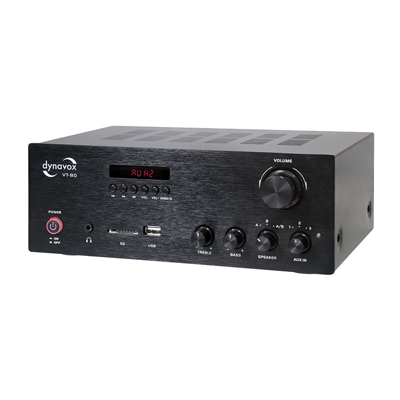 Stereo Kompaktverstärker mit SD/USB-Eingang, 160 Watt, 25x18x9,5 cm