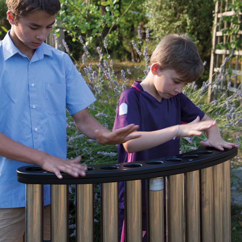 Handröhrenspiel, Handpipes, outdoor, mit Bodenplatte zum Anschrauben