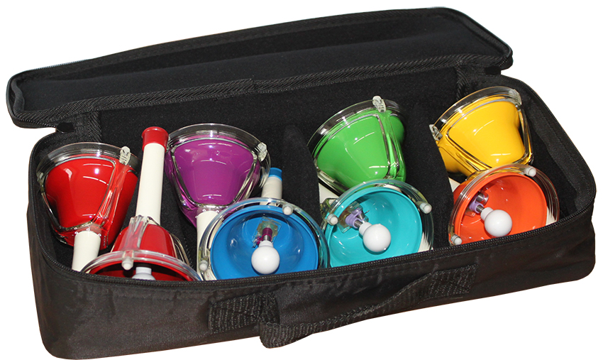 Musikglocken farbig, 8 Stück, diatonisch gestimmt c2-c3