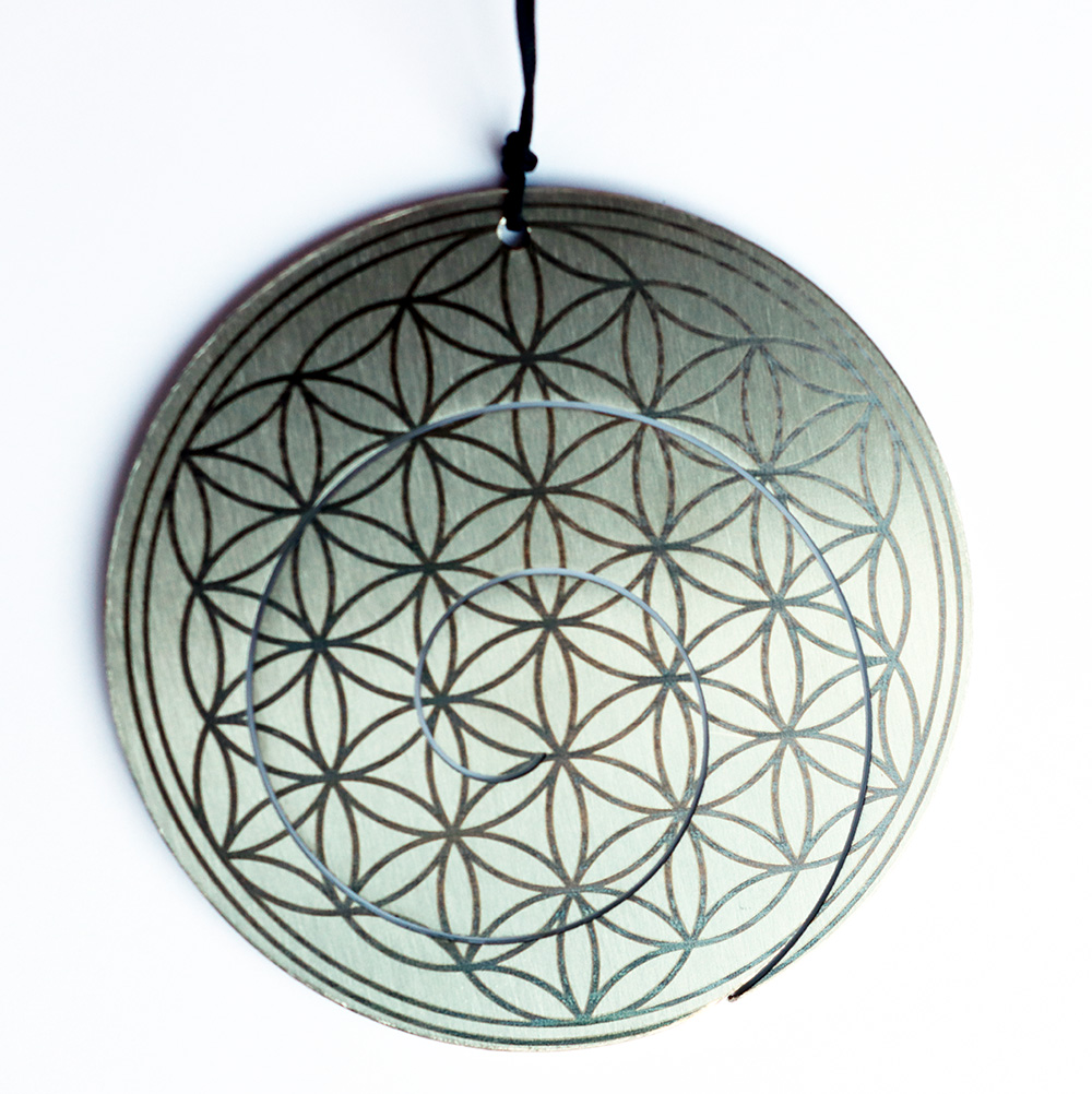 EarGong - Ohrgong, Ø 8,3 cm, Edelstahl mit Gravour "Blume des Lebens"