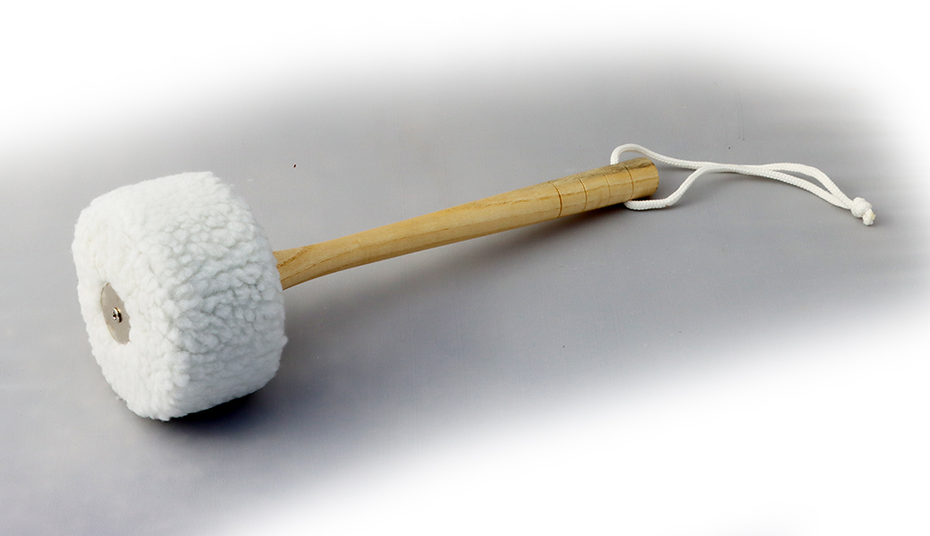 Gongschlägel mit Fellbezug (Kunstfell) f. Gong 50-70 cm