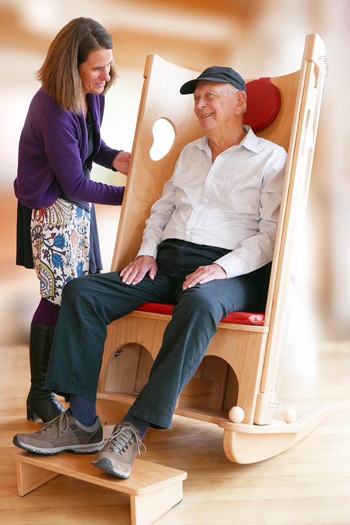 ALLTON Klangmassage-Schaukelstuhl, Pflege-Set: Modell Care B, 140 cm