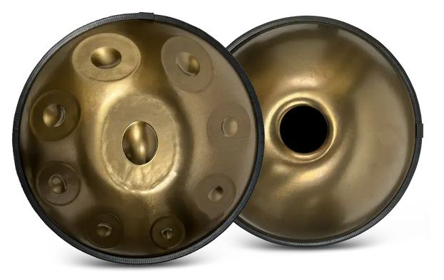 Handpan, Edelstahl, D-Kurd-Skala, 9 Töne, 440 Hz, Gold
