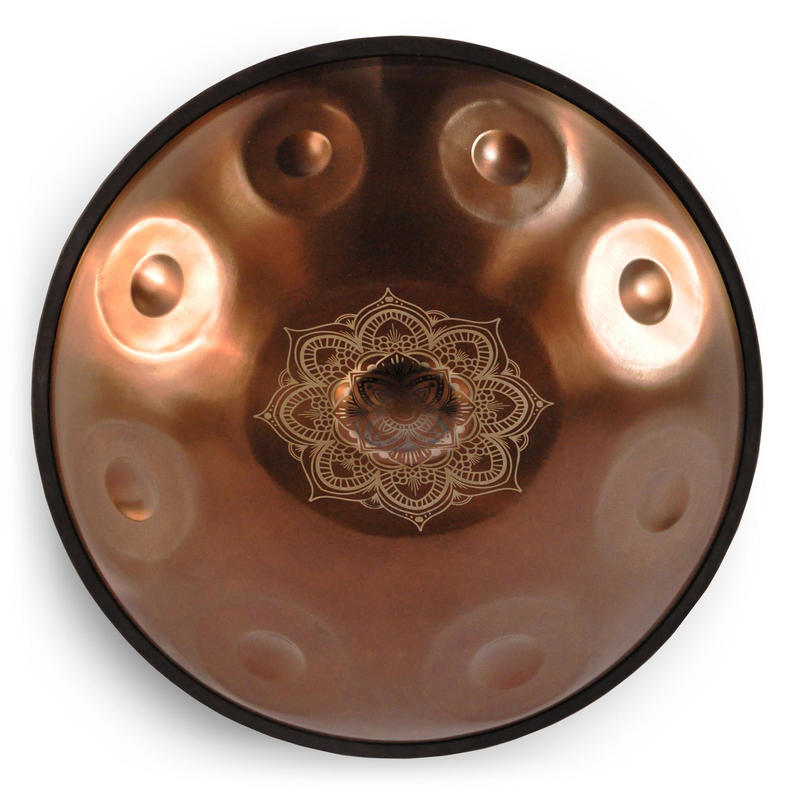 Handpan, Edelstahl, D- celtic Minor, 432 Hz, Bronze-farben mit Gravour,