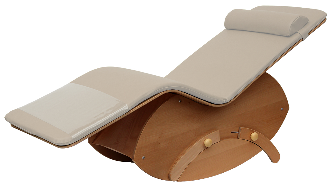 Musikresonanzliege Klangwoge Balance, Modell: VARIO, Wechselbezug mit Textilkunstleder