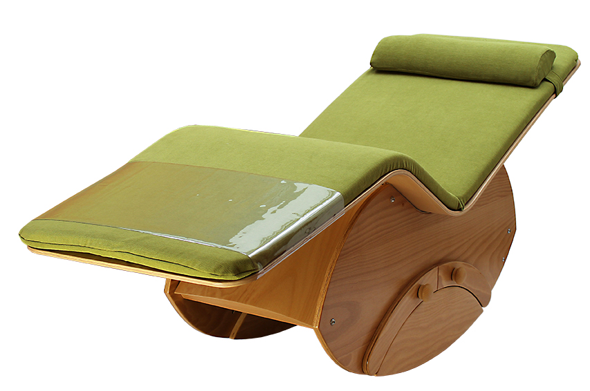 Musikresonanzliege Klangwoge Balance, Modell: VARIO, geölt, Wechselbezug mit Polsterstoff