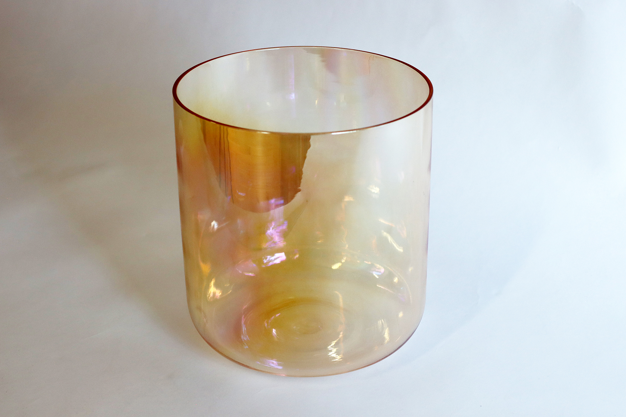 Kristall-Klangschale Alchemie-Galaxy, klar durchscheinend, Regenbogenfarben, 18 cm