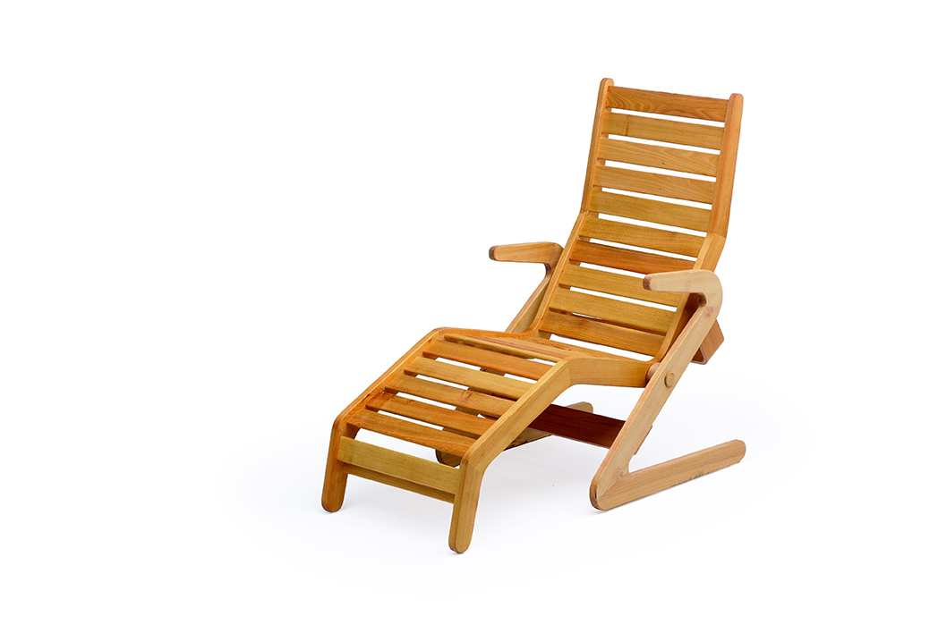 Ruheliege mit Armlehnen, Modell: LINE, Akazie, kippbar,