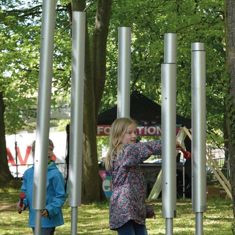 Outdoor-Klangröhren TUBULAR BELLS, 7er-Set, zum Einbetonieren