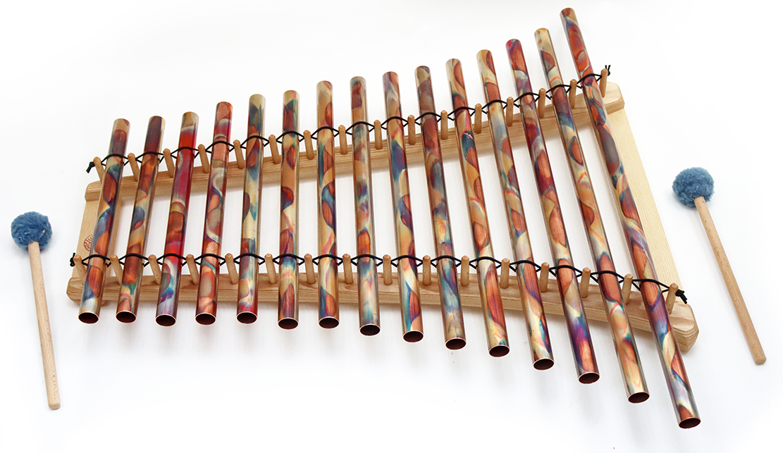 Röhrenglockenspiel - Obertonreihe in Grundton Subkontra G, 15 Kupferröhren